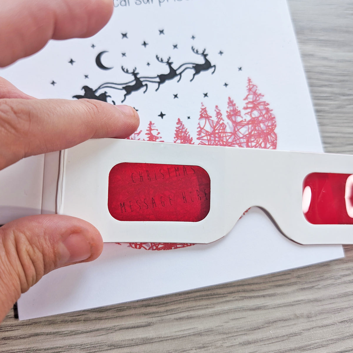 Personalised Christmas Santa Card with 3D Glasses ā Hidden Surprise Message or Gift Reveal