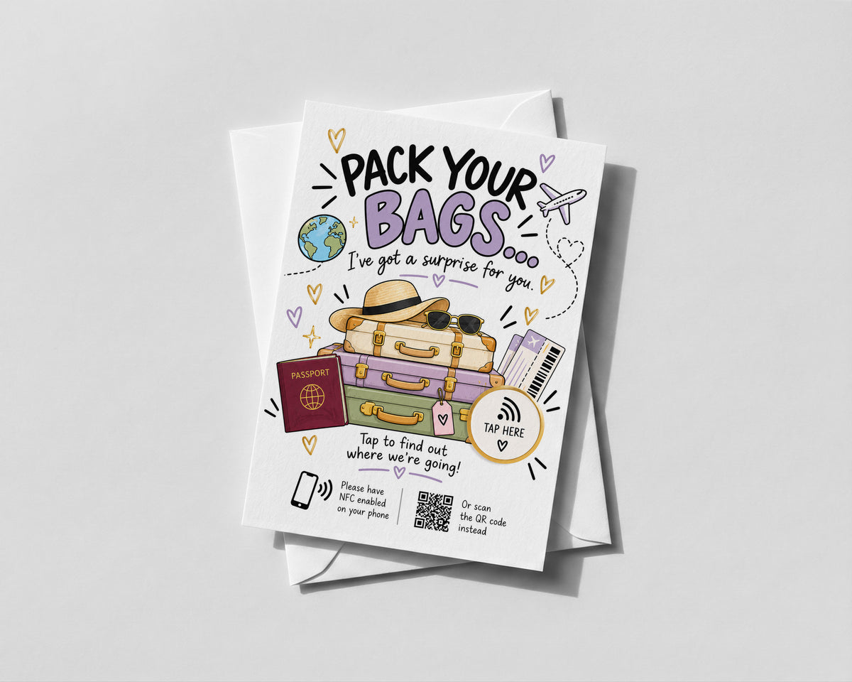 Personalised Holiday Reveal NFC Card Surprise Trip Gift Tap QR Code Travel Card