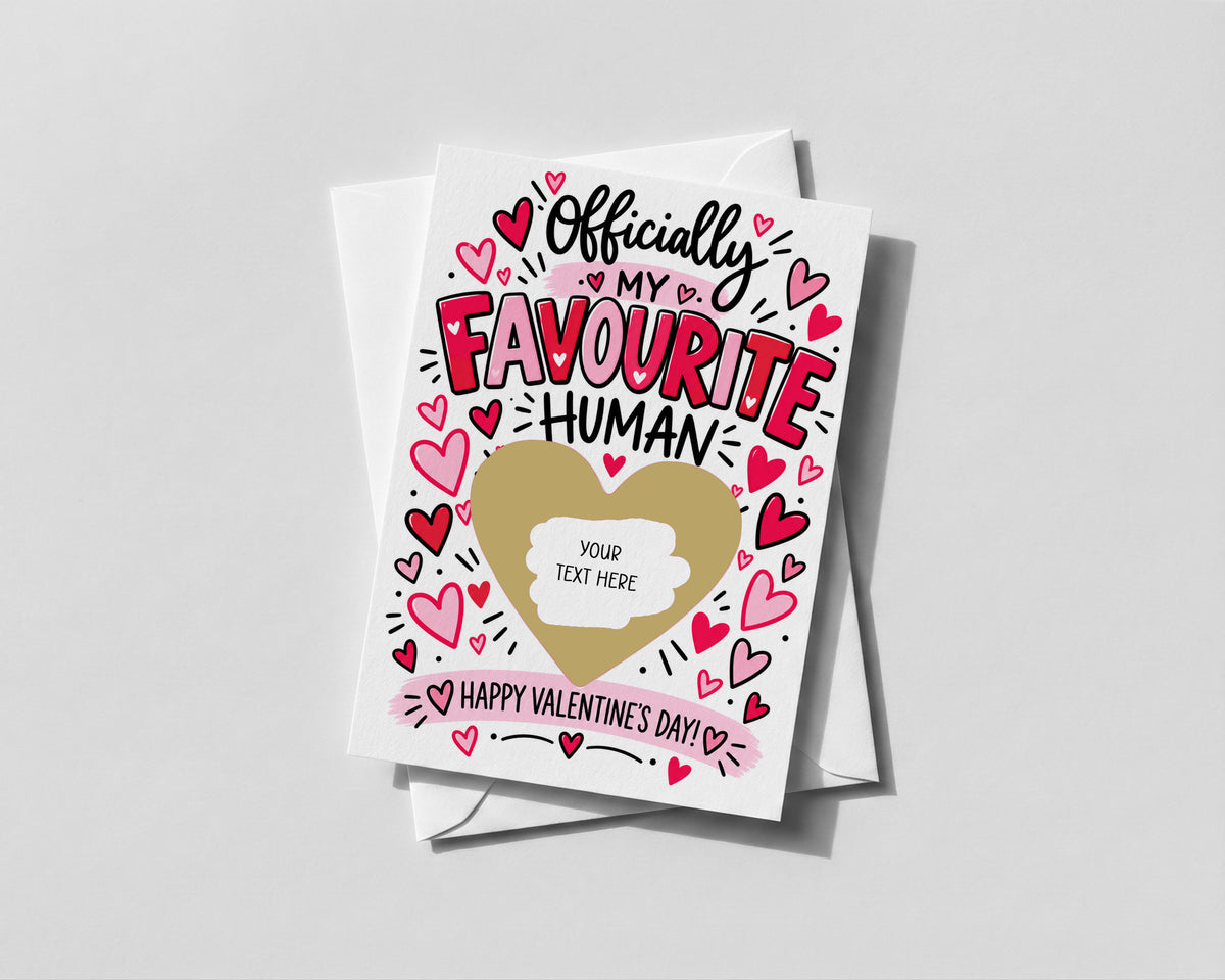 Funny Valentines Scratch Off Card Favourite Human Personalised Romantic Gift