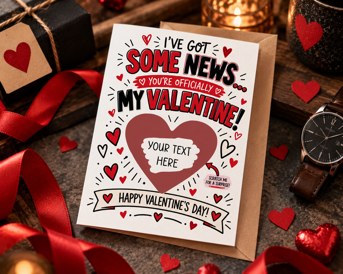 Funny Valentines Scratch Off Card for Him Personalised Boyfriend Husband Gift