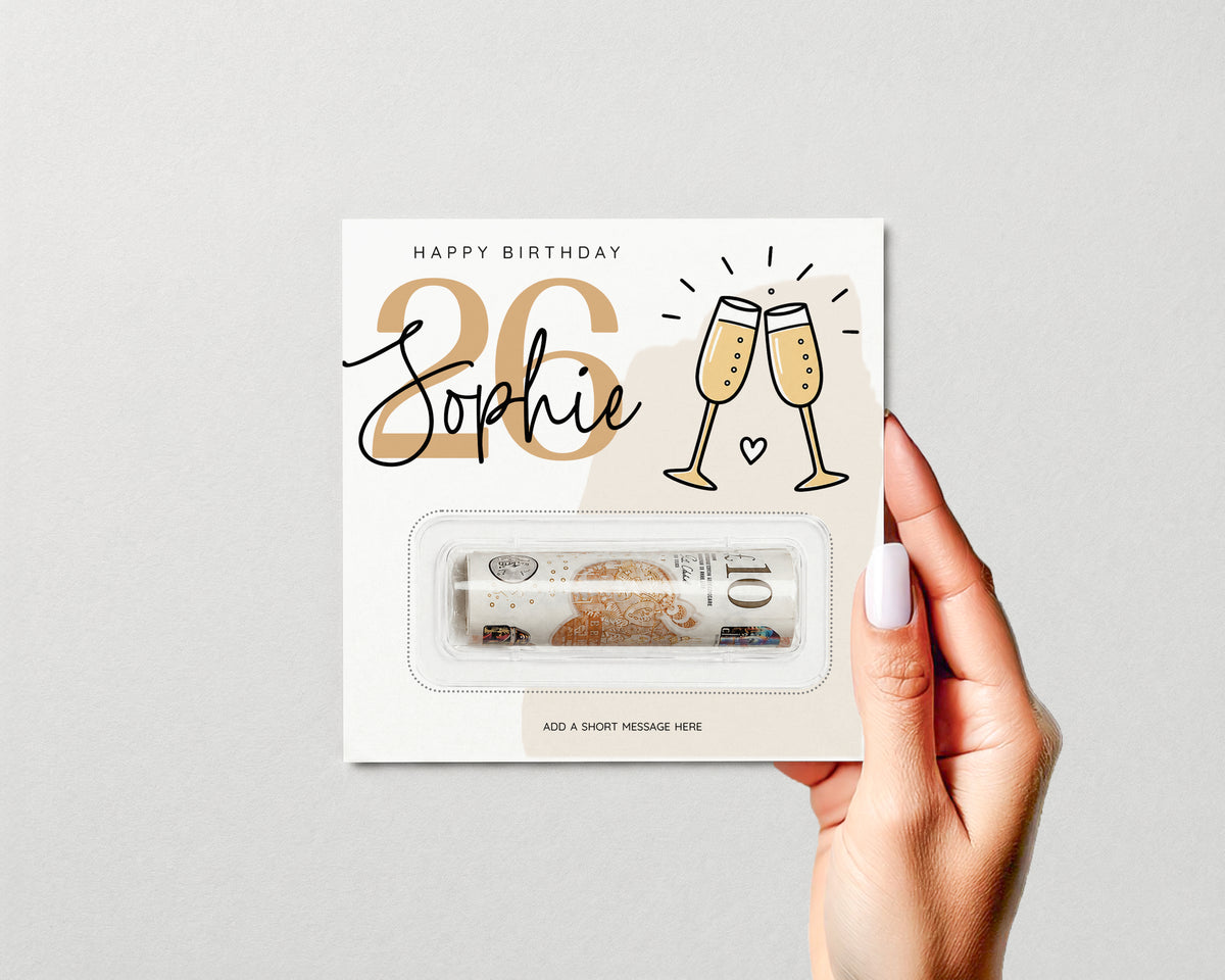 Personalised Birthday Money Holder, Any Age Cash Gift Card, Choose Your Design, Men Women Kids