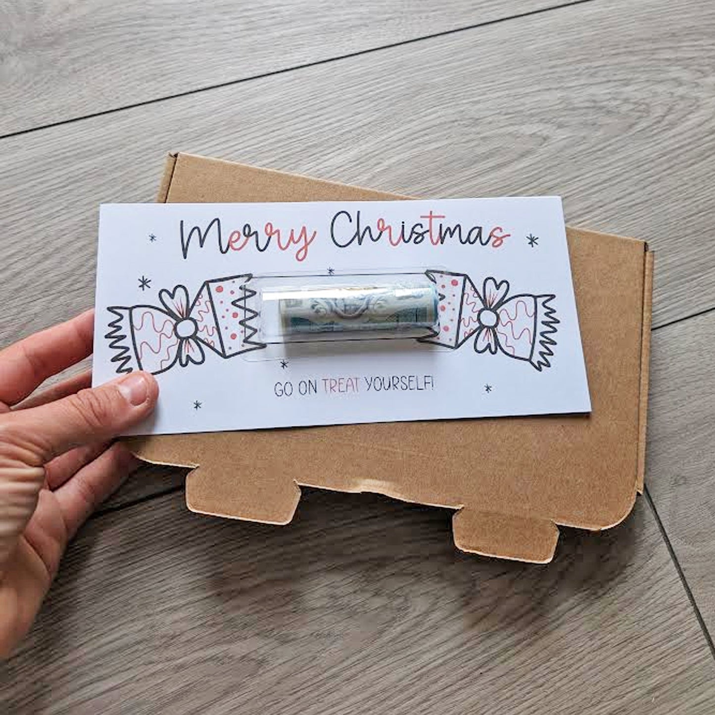 Personalised Christmas Money Wallet Card – Festive Gift Holder • Merry Christmas Cracker Design