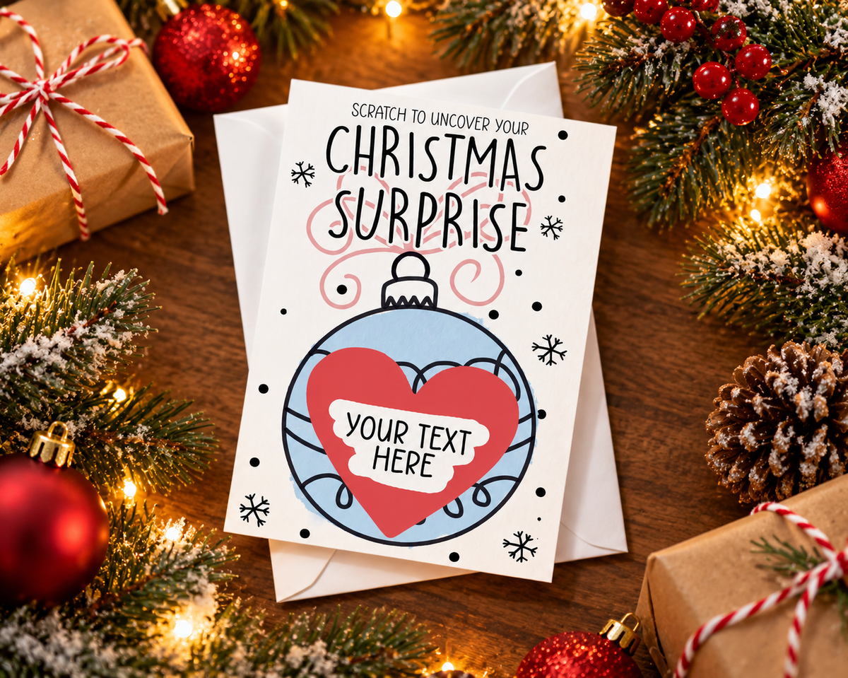 Personalised Christmas Scratch Off Card Surprise Gift Reveal Ticket Holiday Experience