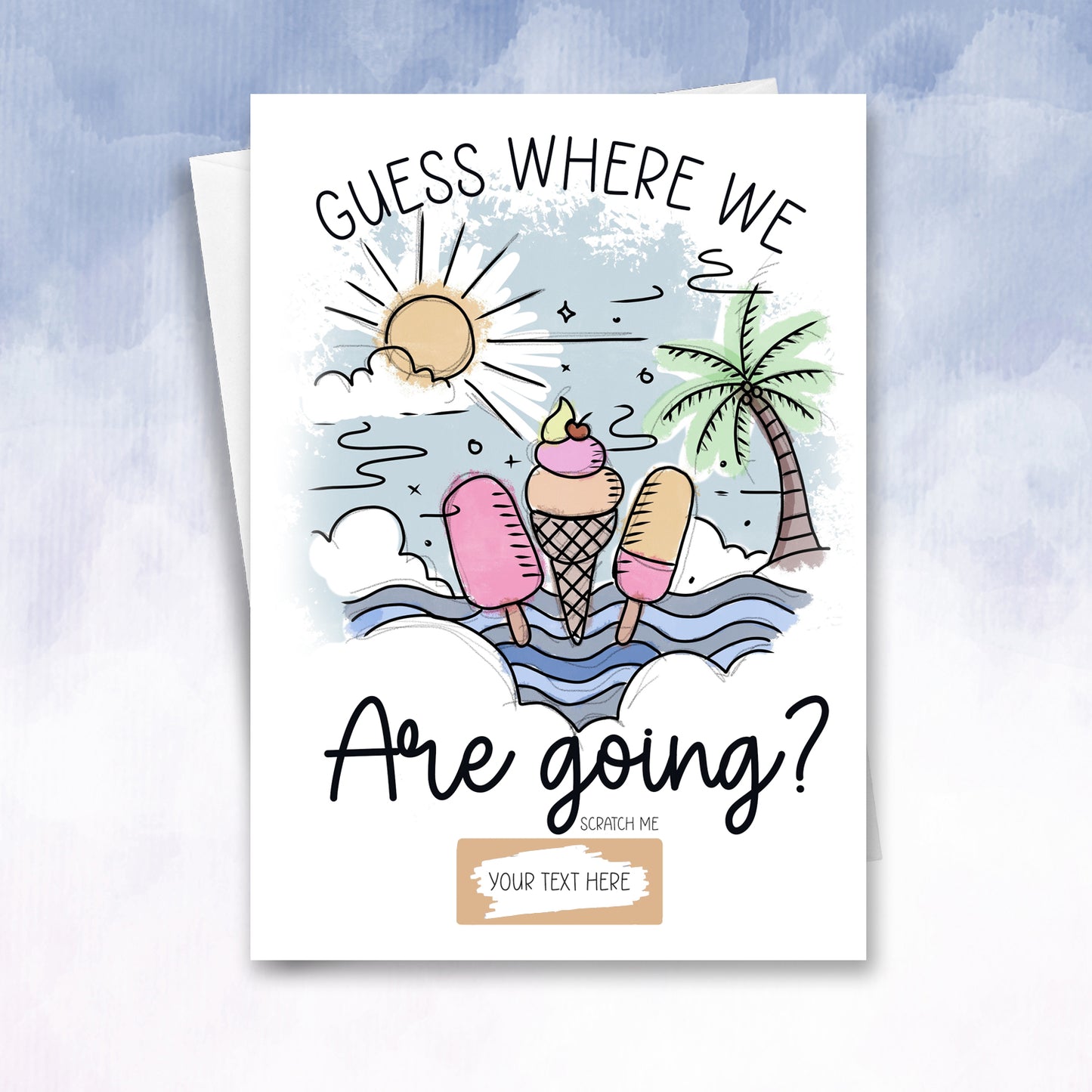 Personalised Holiday Reveal Card – Surprise Trip Announcement, Scratch‑Off Gift Reveal