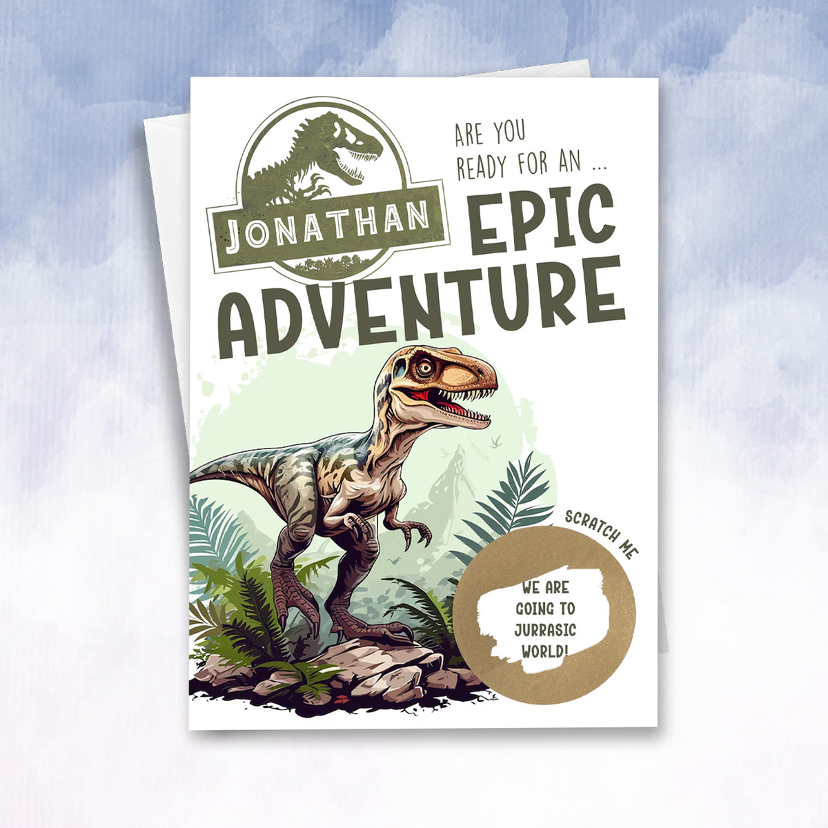 Jurassic Themed Park Scratch-Off Ticket – Dinosaur Adventure Surprise Gif