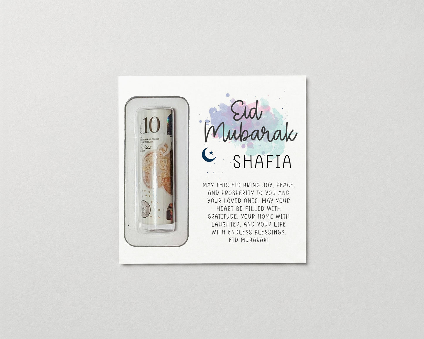 Personalised Eid Money Wallet β Eid Mubarak Gift Card & Holder for Kids or Adults