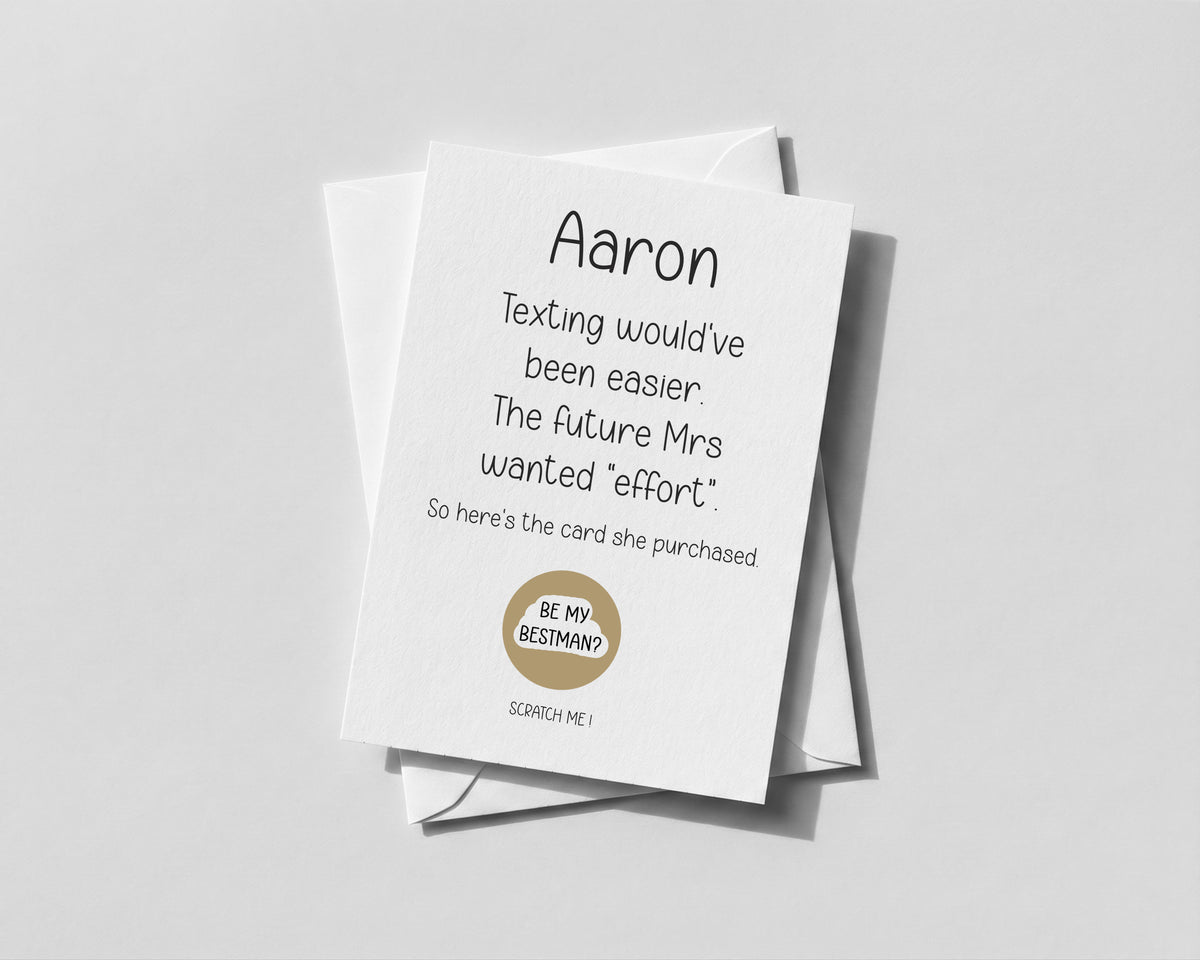 Personalised Scratch Card Best Man – Funny Wedding Role Reveal for Usher & Groomsmen