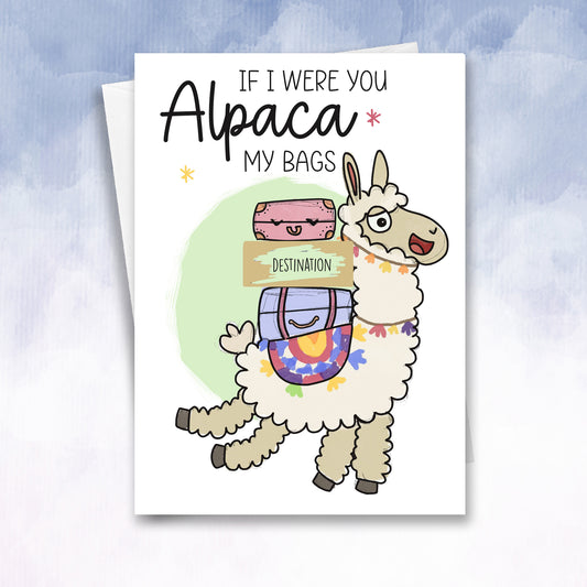 Alpaca my Bags funny Personalised Holiday Staycation Reveal Card - 2f75e5-2