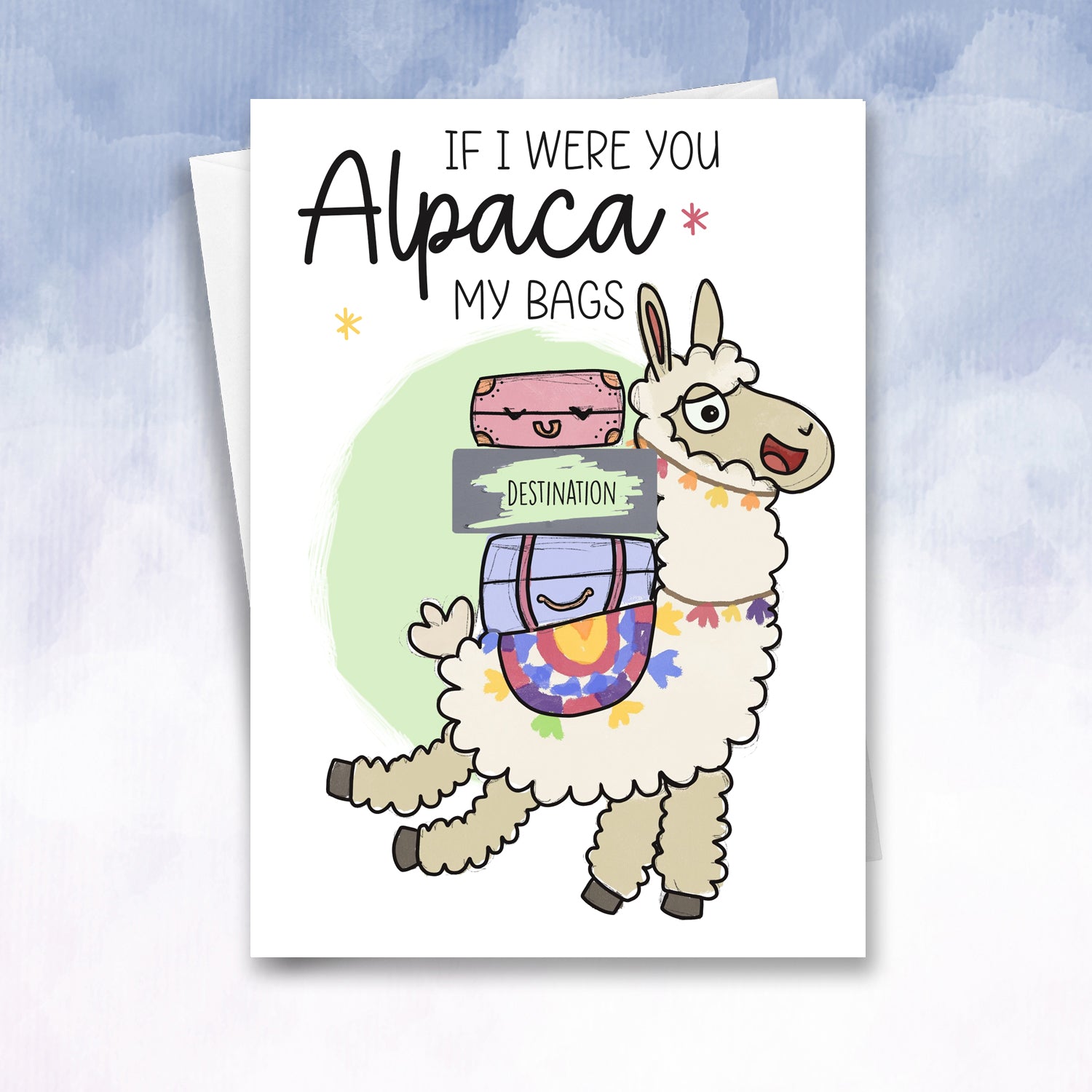 Alpaca my Bags funny Personalised Holiday Staycation Reveal Card - 2f75e5-2