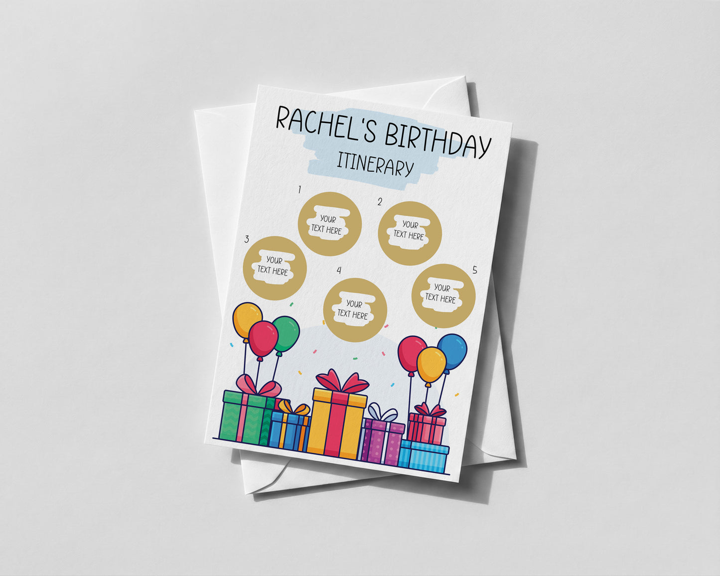 Birthday Itinerary personalised card