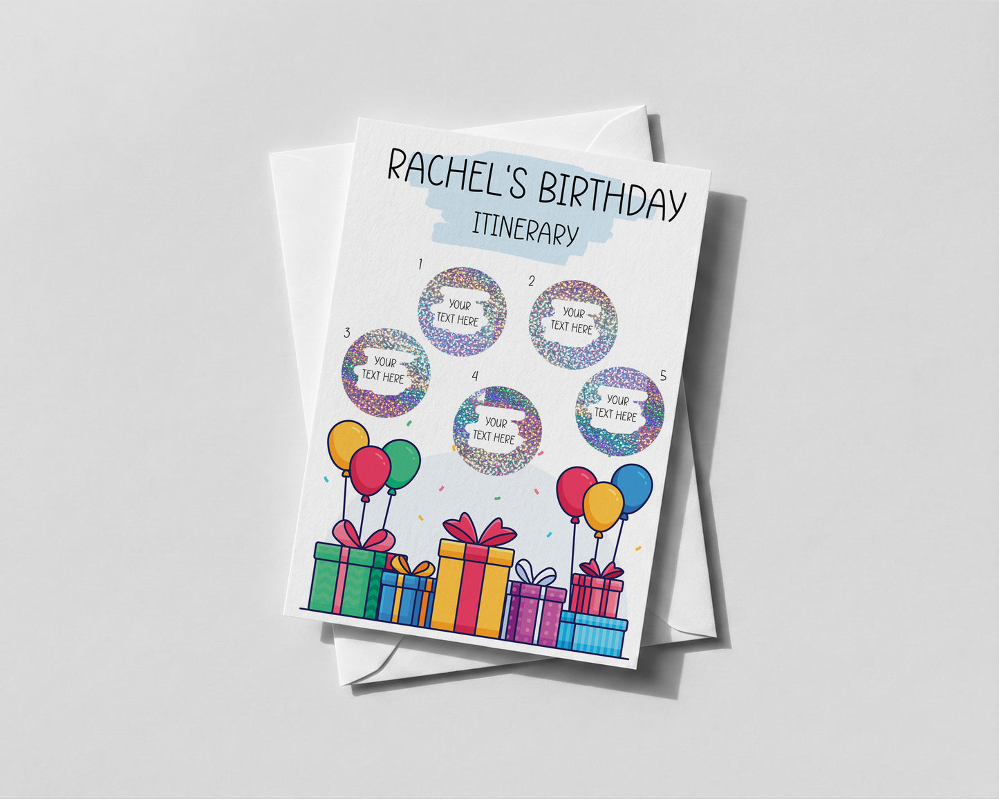 Birthday Itinerary personalised card
