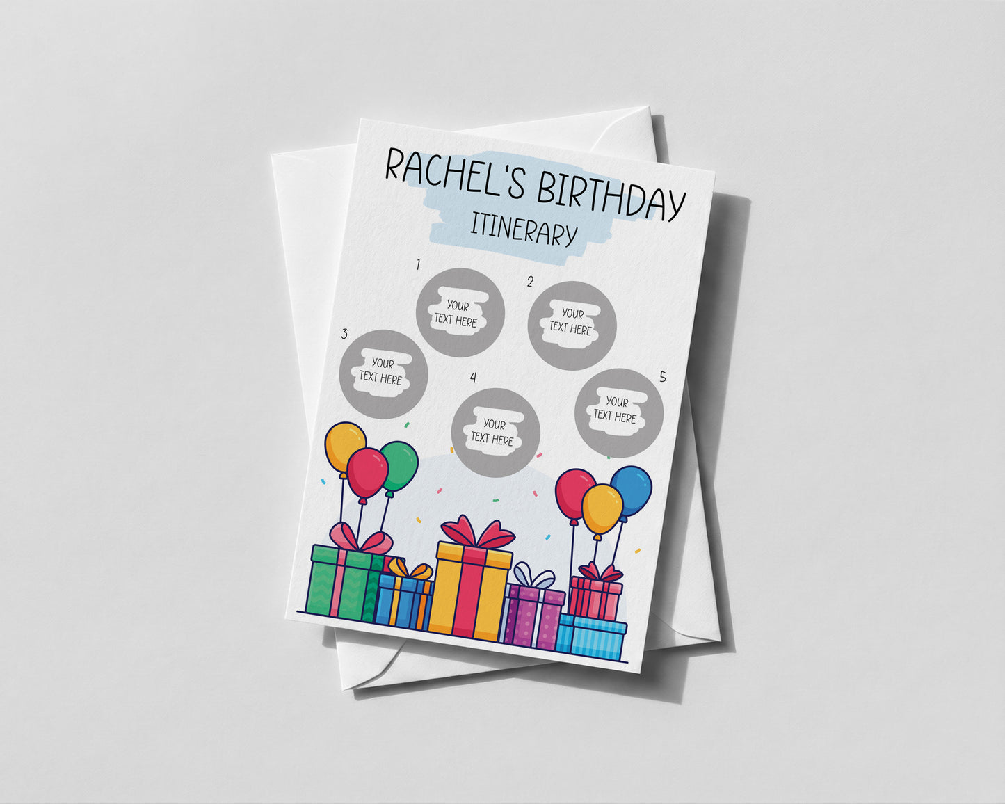Birthday Itinerary personalised card