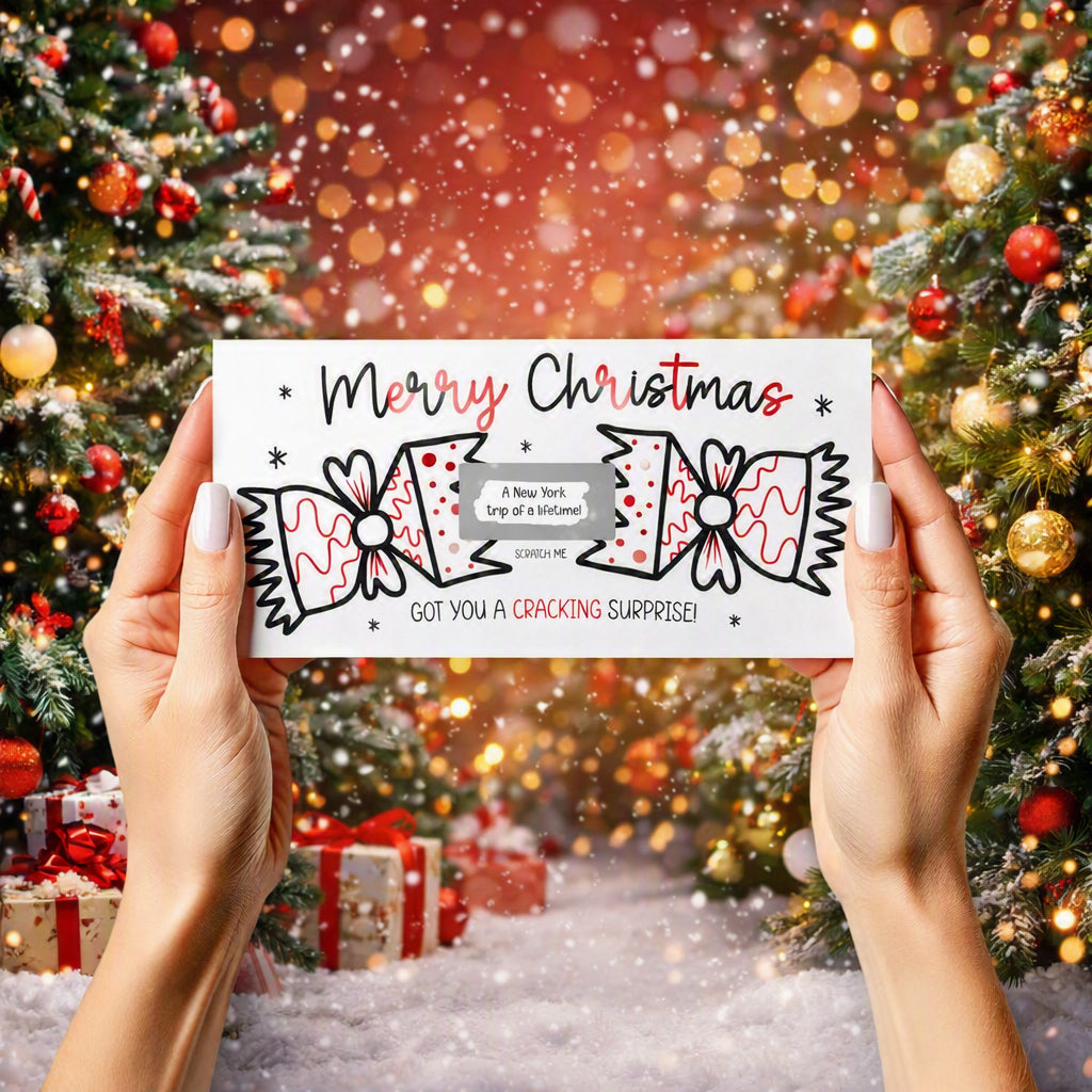 Personalised Christmas Scratch‑Off Gift Card | Festive Reveal Voucher | Cracker Surprise Experience | Holiday, Gig, Theatre, Meal Out
