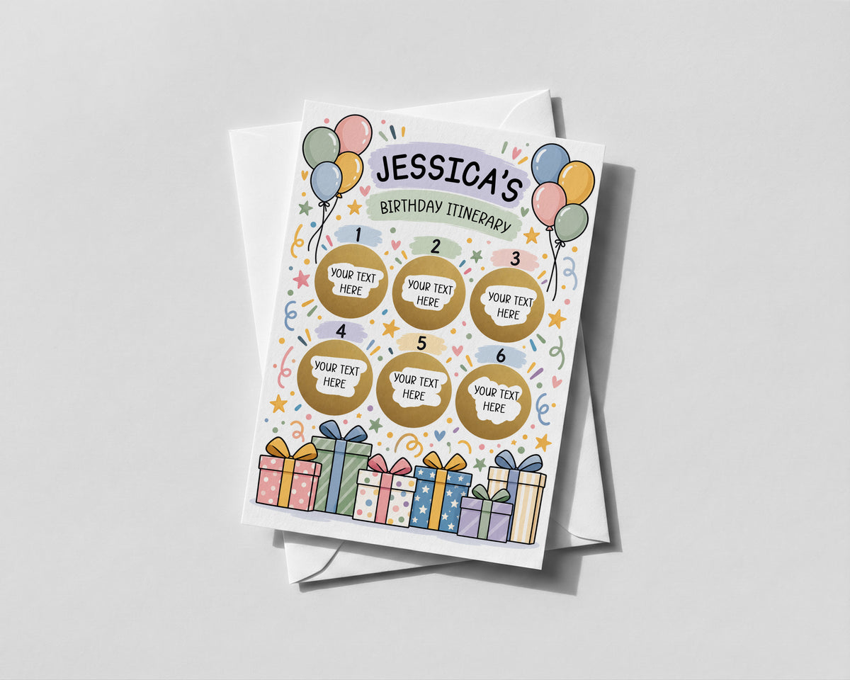 Personalised Birthday Itinerary Scratch Off Card Surprise Trip Weekend Experience Gift
