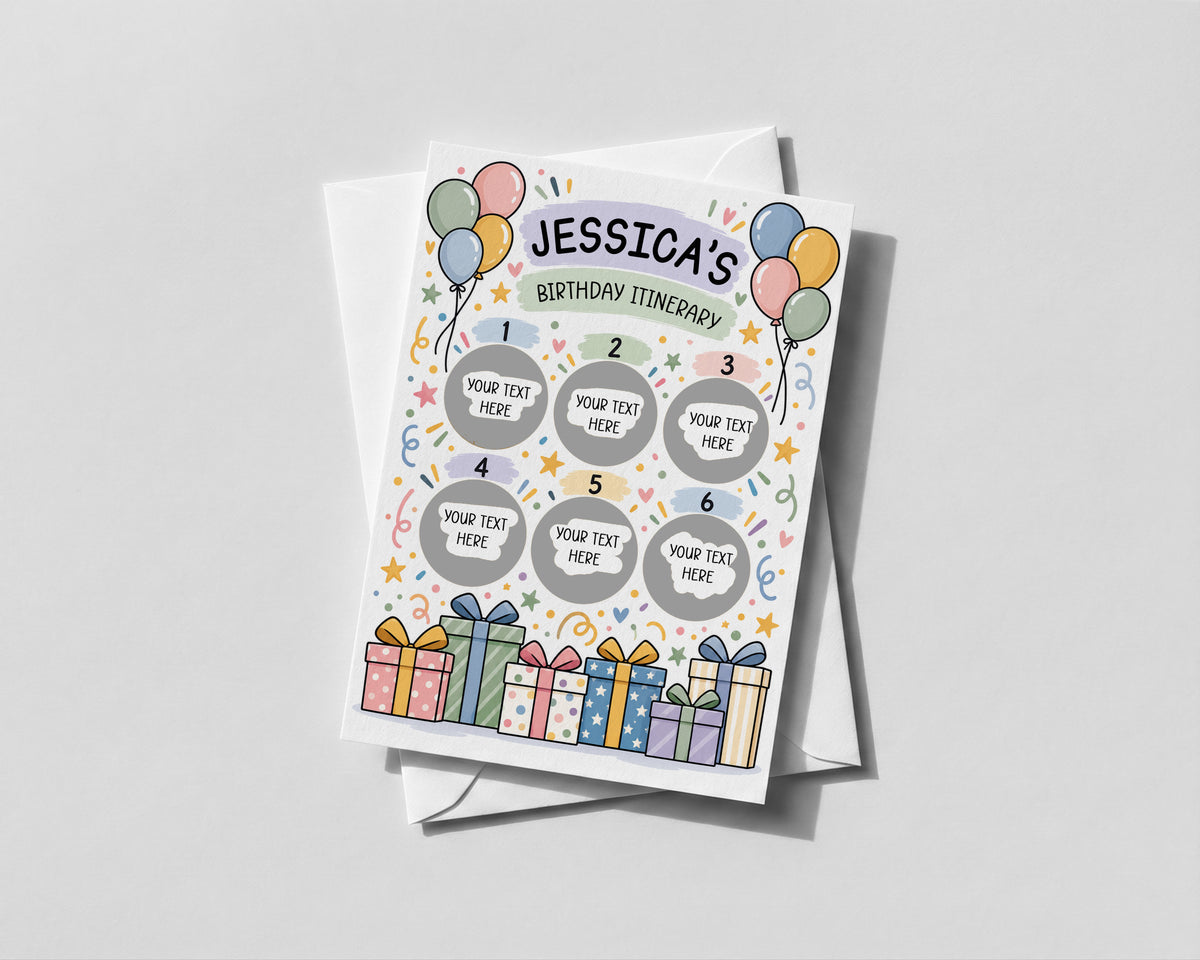 Personalised Birthday Itinerary Scratch Off Card Surprise Trip Weekend Experience Gift