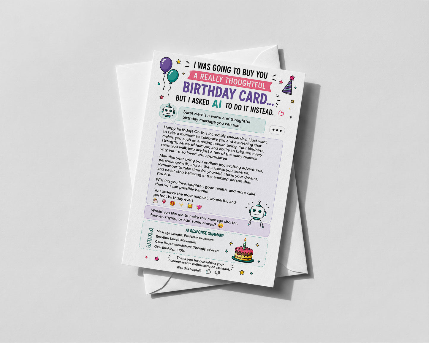 Funny AI Birthday Card, I Asked AI To Design Your Card, Adult Humour Birthday Gift