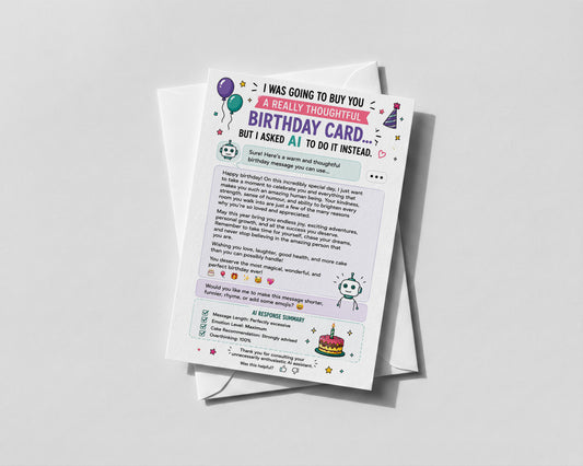 Funny AI Birthday Card, I Asked AI To Design Your Card, Adult Humour Birthday Gift