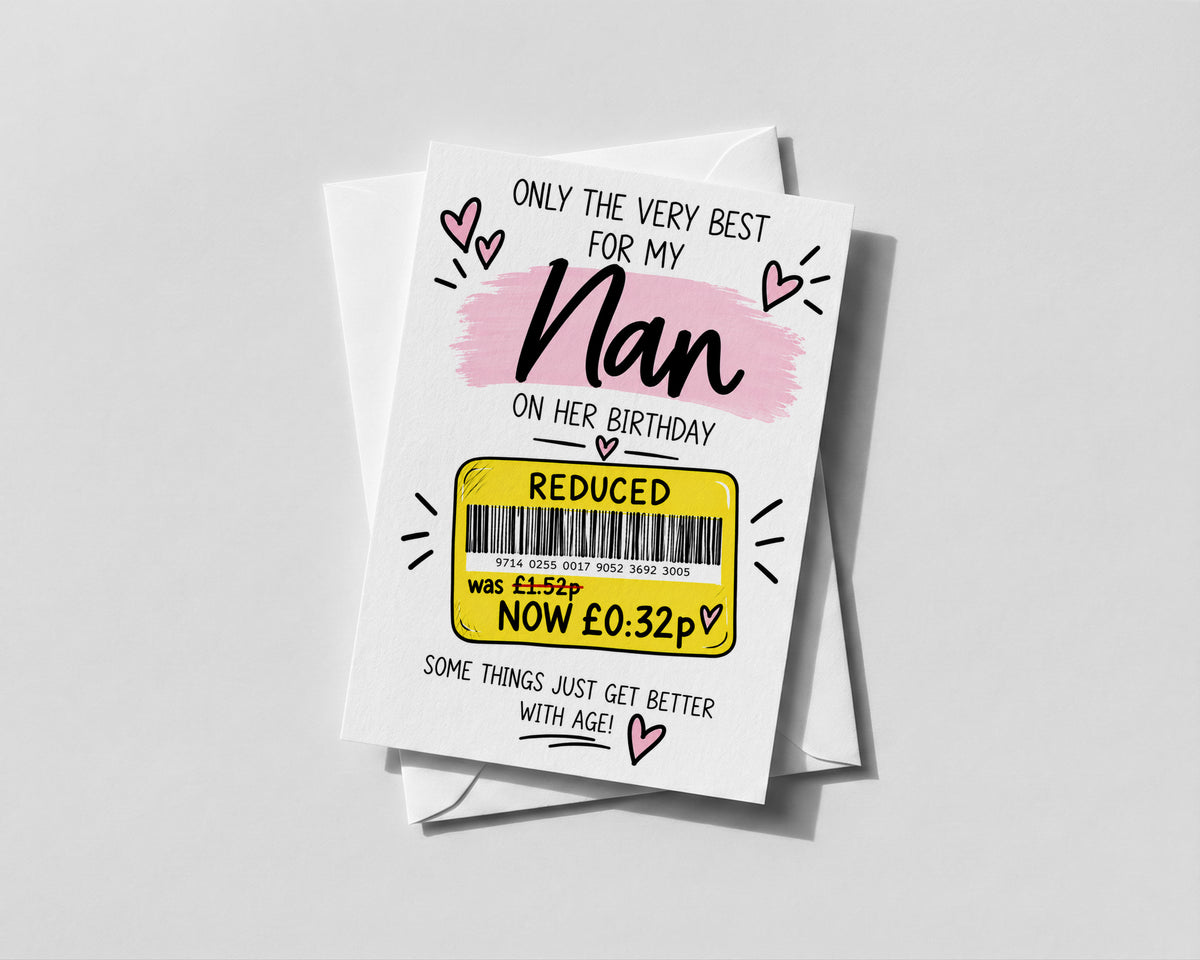 Funny Nan Birthday Card Grandma Reduced Price Joke Humour from Grandson Granddaughter