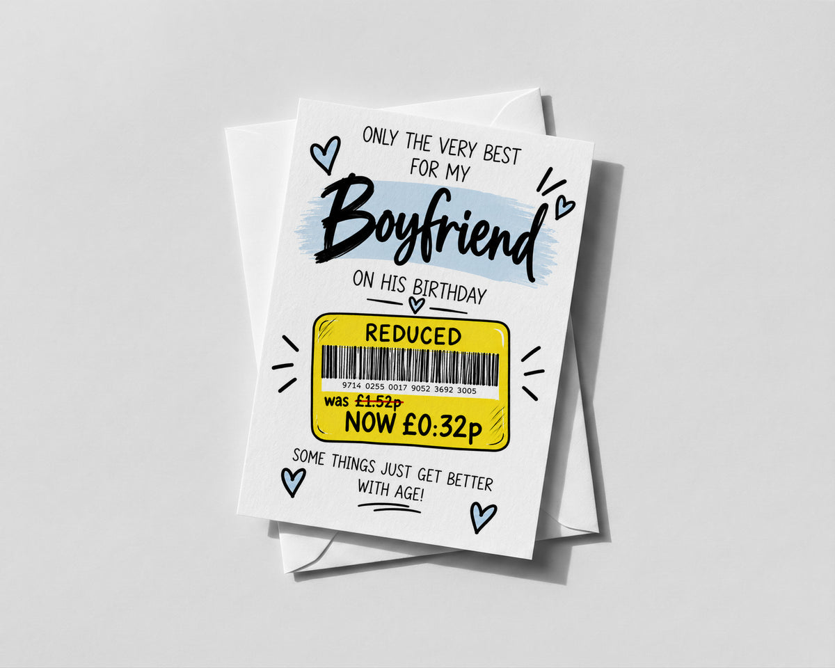 Funny Boyfriend Birthday Card for Him Reduced Price Joke Humour Partner Birthday