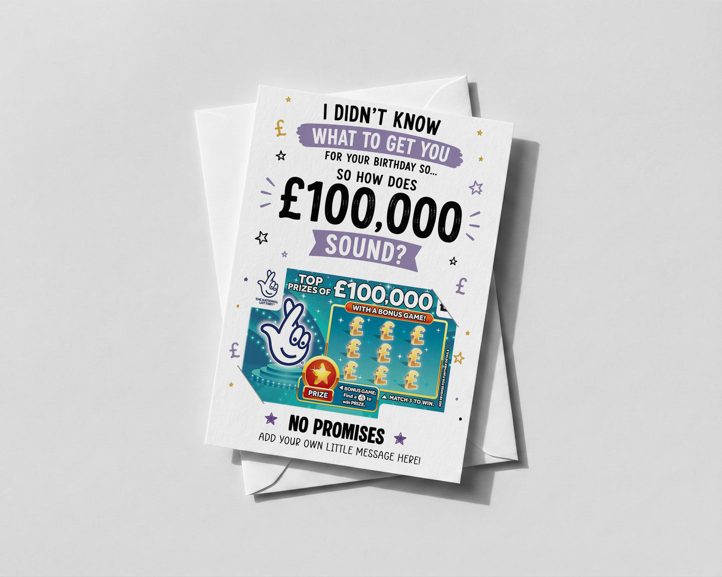 Birthday Lottery Scratch Card Holder Personalised Funny Gift Money Card