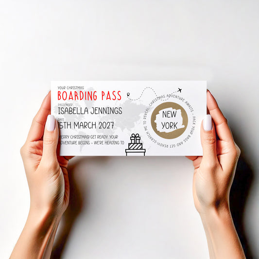 Personalised Christmas Scratch Off Boarding Pass Holiday Surprise Reveal Ticket