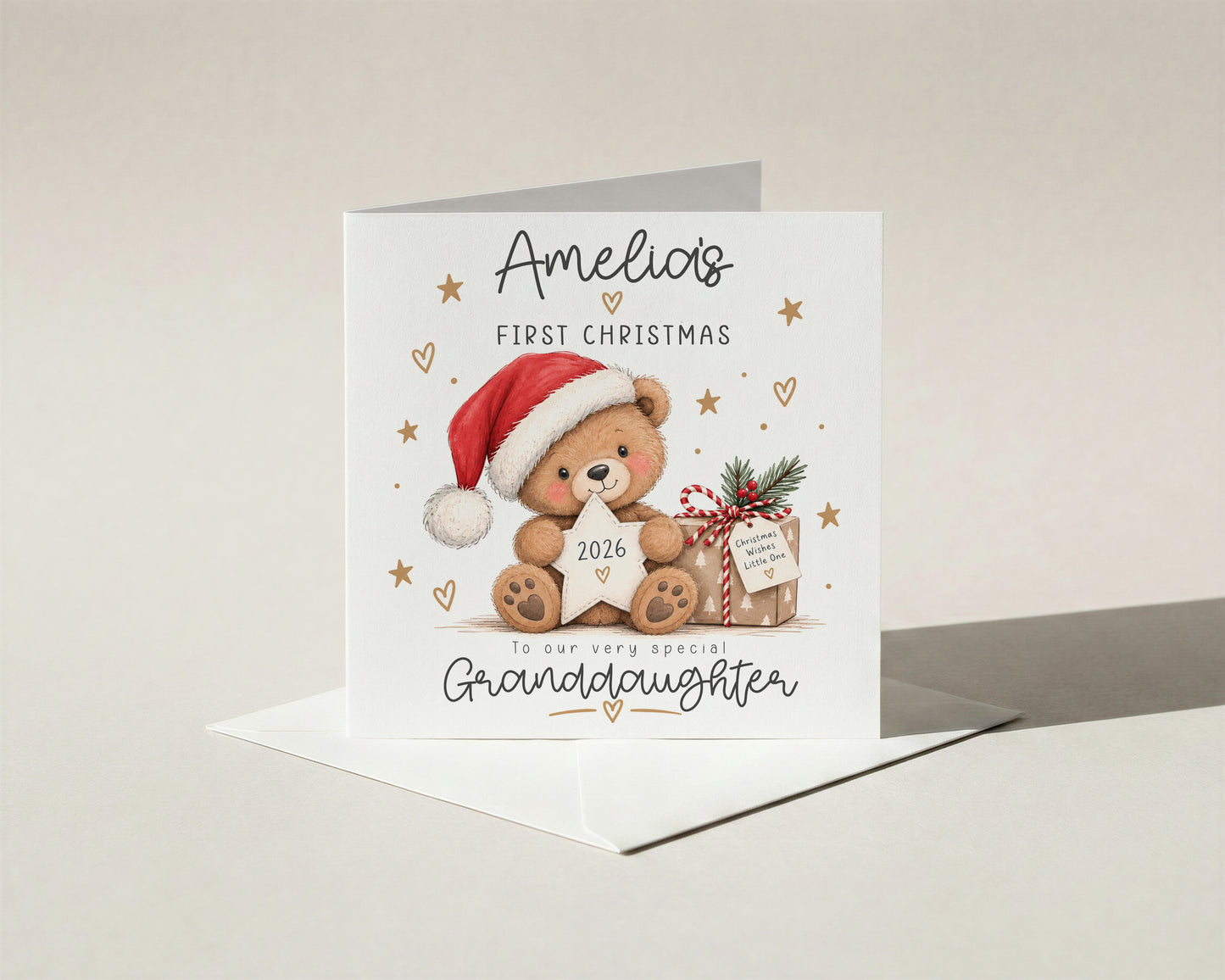Personalised Baby First Christmas Card 2026 Son Daughter Grandson Granddaughter