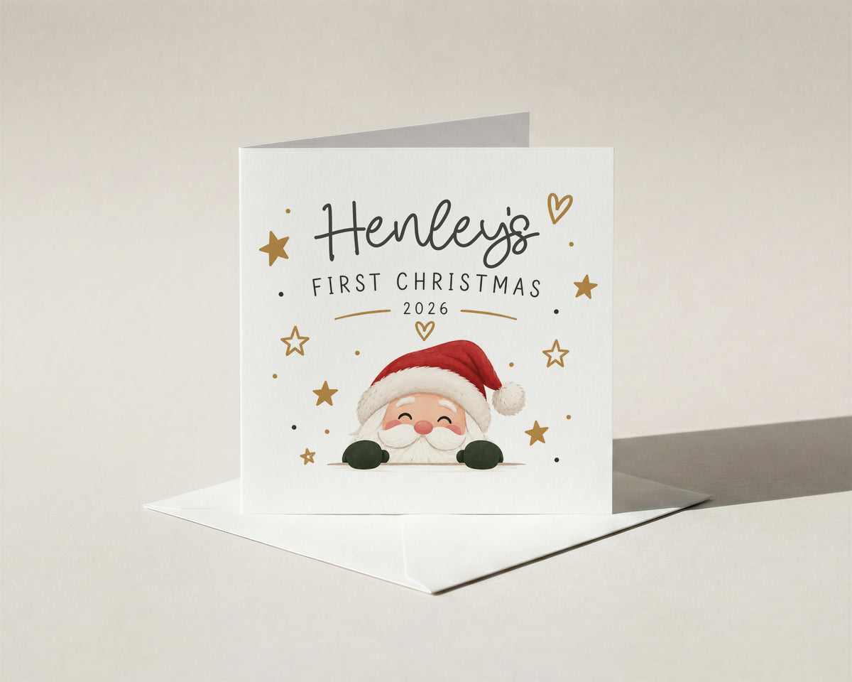 Personalised Baby First Christmas Card 2026 Boy Girl Son Daughter Grandchild Xmas