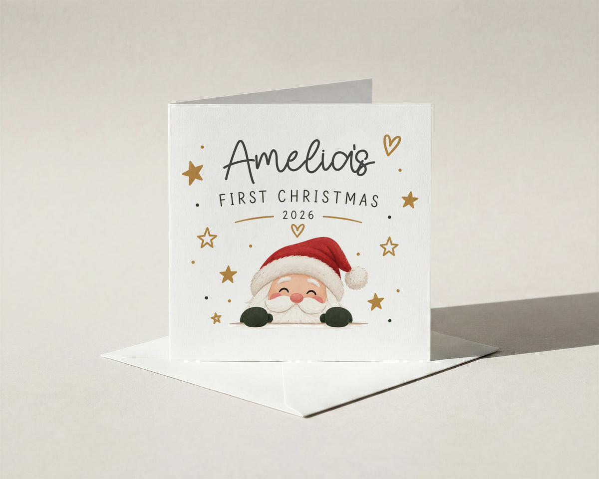 Personalised Baby First Christmas Card 2026 Boy Girl Son Daughter Grandchild Xmas