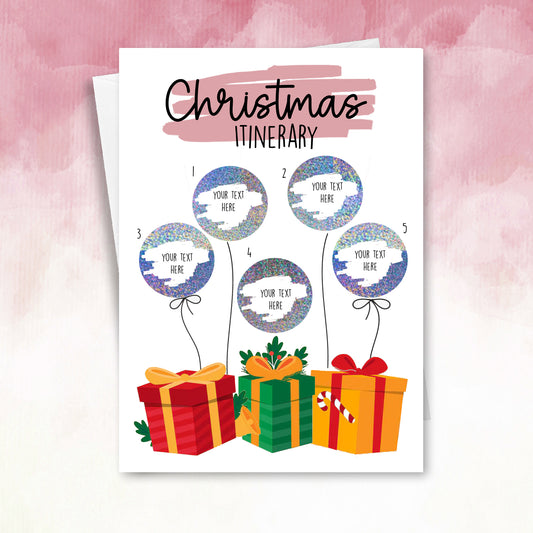 Personalised Christmas Itinerary Scratch Card Voucher