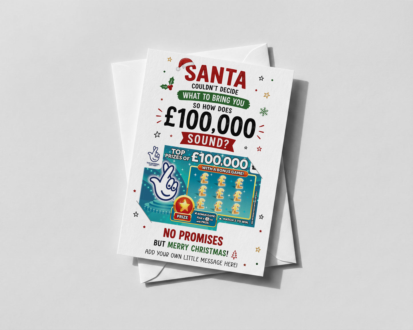 Christmas Scratch Card Holder Personalised Lottery Ticket Gift Stocking Filler