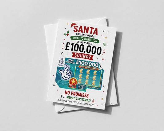 Christmas Scratch Card Holder Personalised Lottery Ticket Gift Stocking Filler