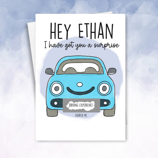 Car themed Personalised Scratch card - 2f75e5-2