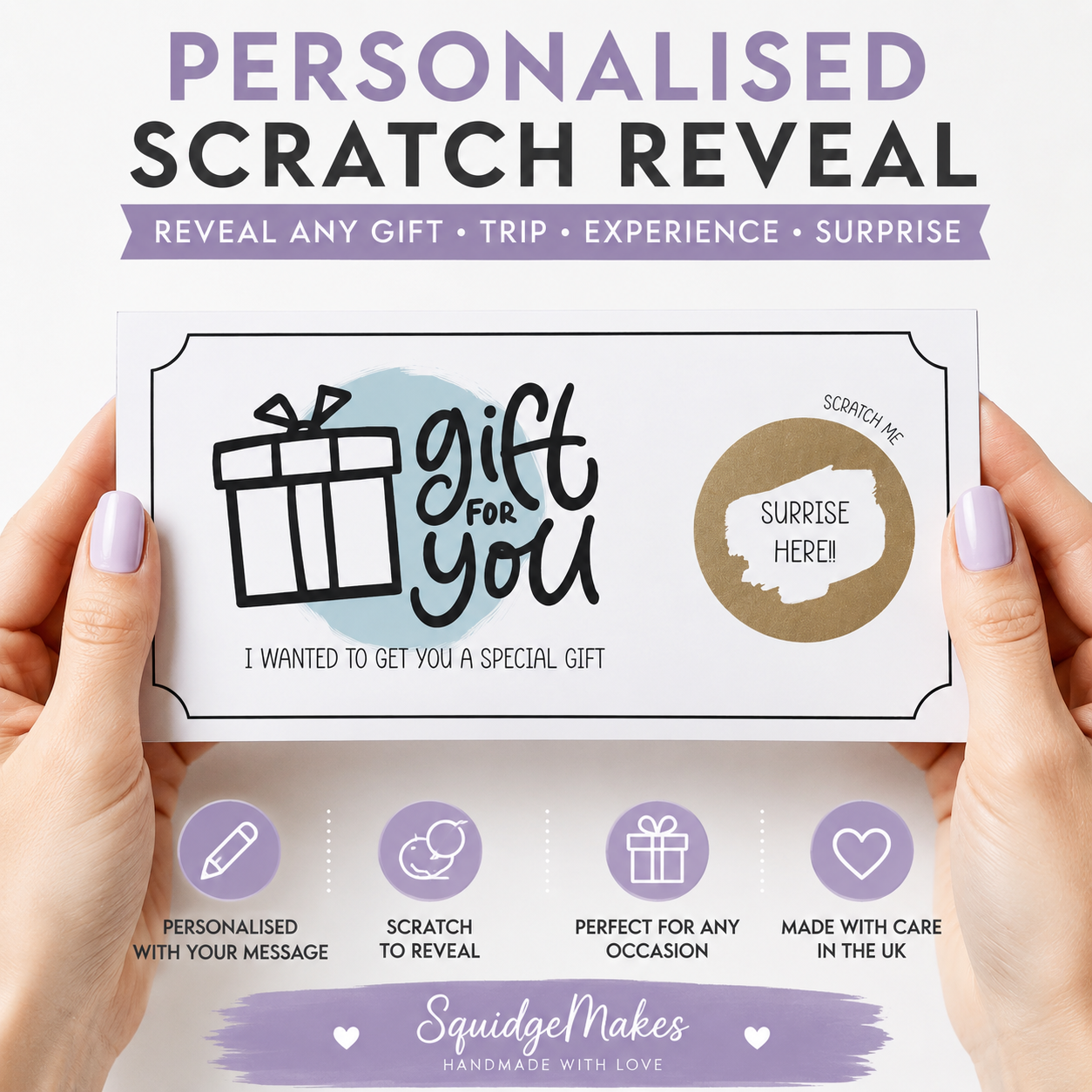 Scratch Off Experience Ticket • Personalised Gift Voucher • Holiday Reveal Card