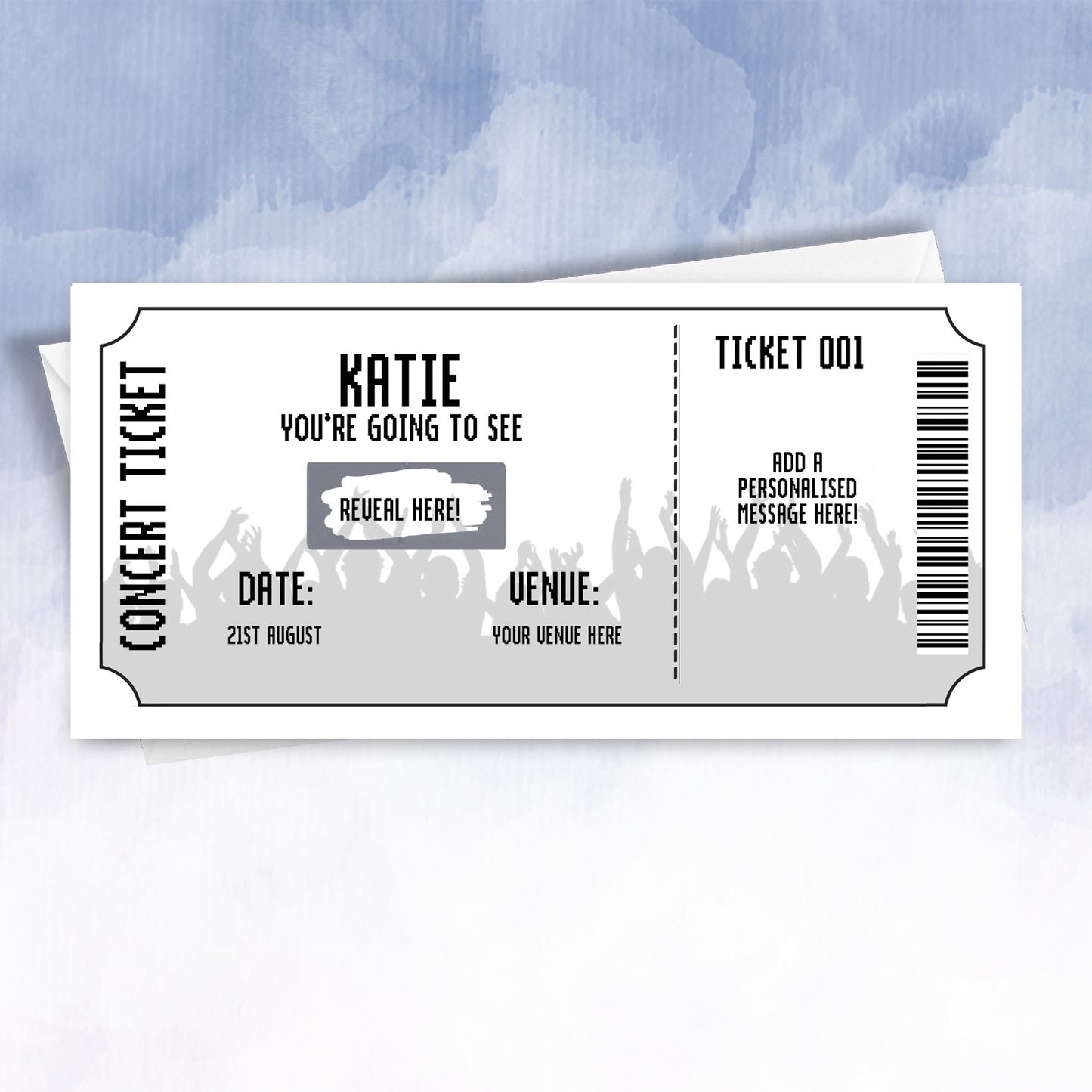 Personalised Surprise Birthday Card – Gig Festival Concert Comedy Ticket Reveal