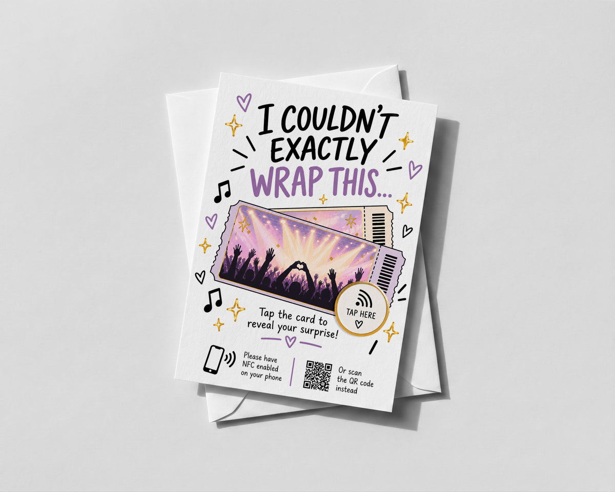 Personalised Concert Reveal NFC Card QR Code Gig Ticket Surprise Gift Birthday