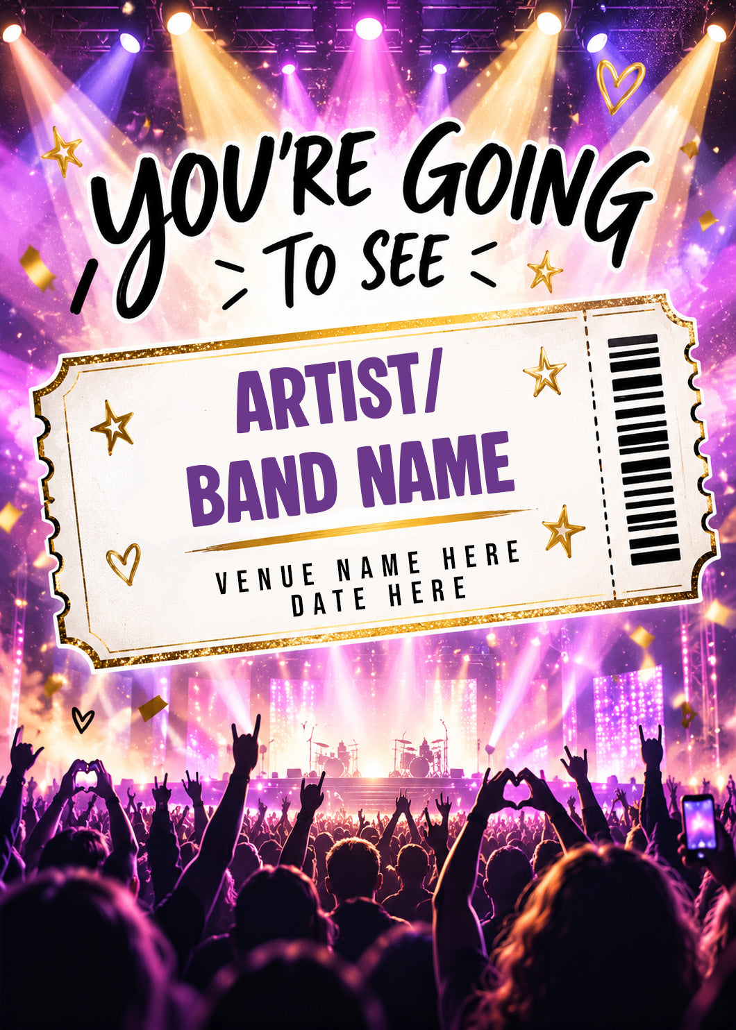 Personalised Concert Reveal NFC Card QR Code Gig Ticket Surprise Gift Birthday