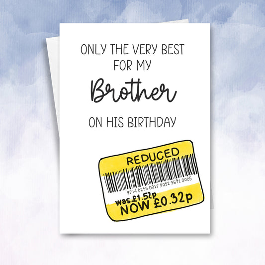 Funny Yellow Reduced Sticker Brother Birthday Card - 2f75e5-2