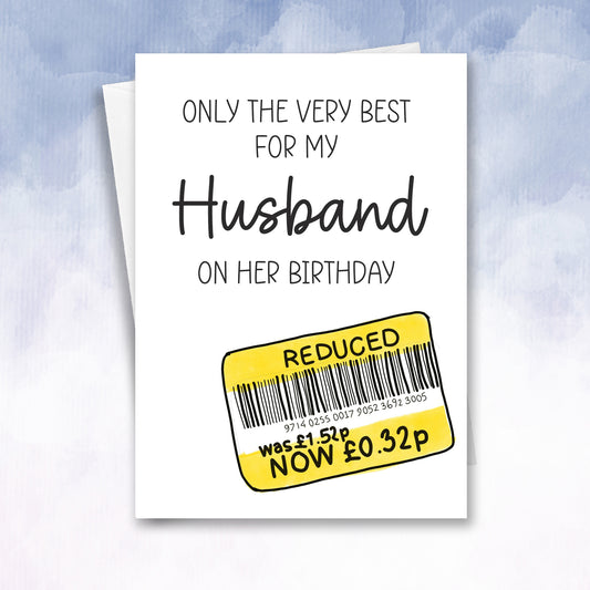 Funny Yellow Reduced Sticker husband Birthday Card - 2f75e5-2