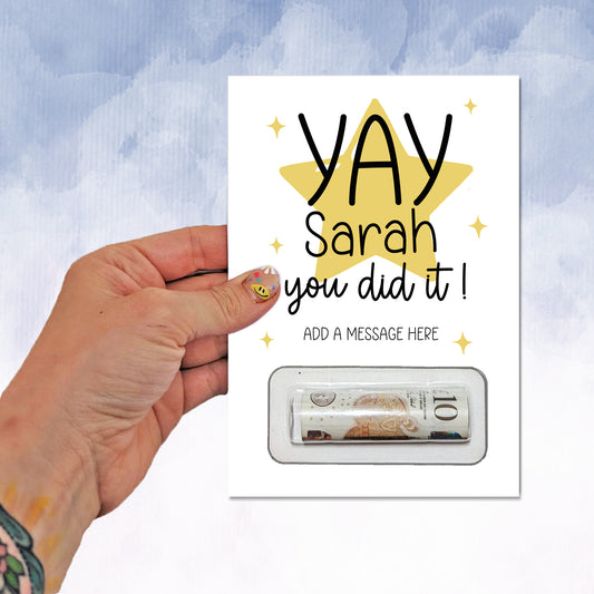 Yay you Did it well done money wallet card Personalised gift