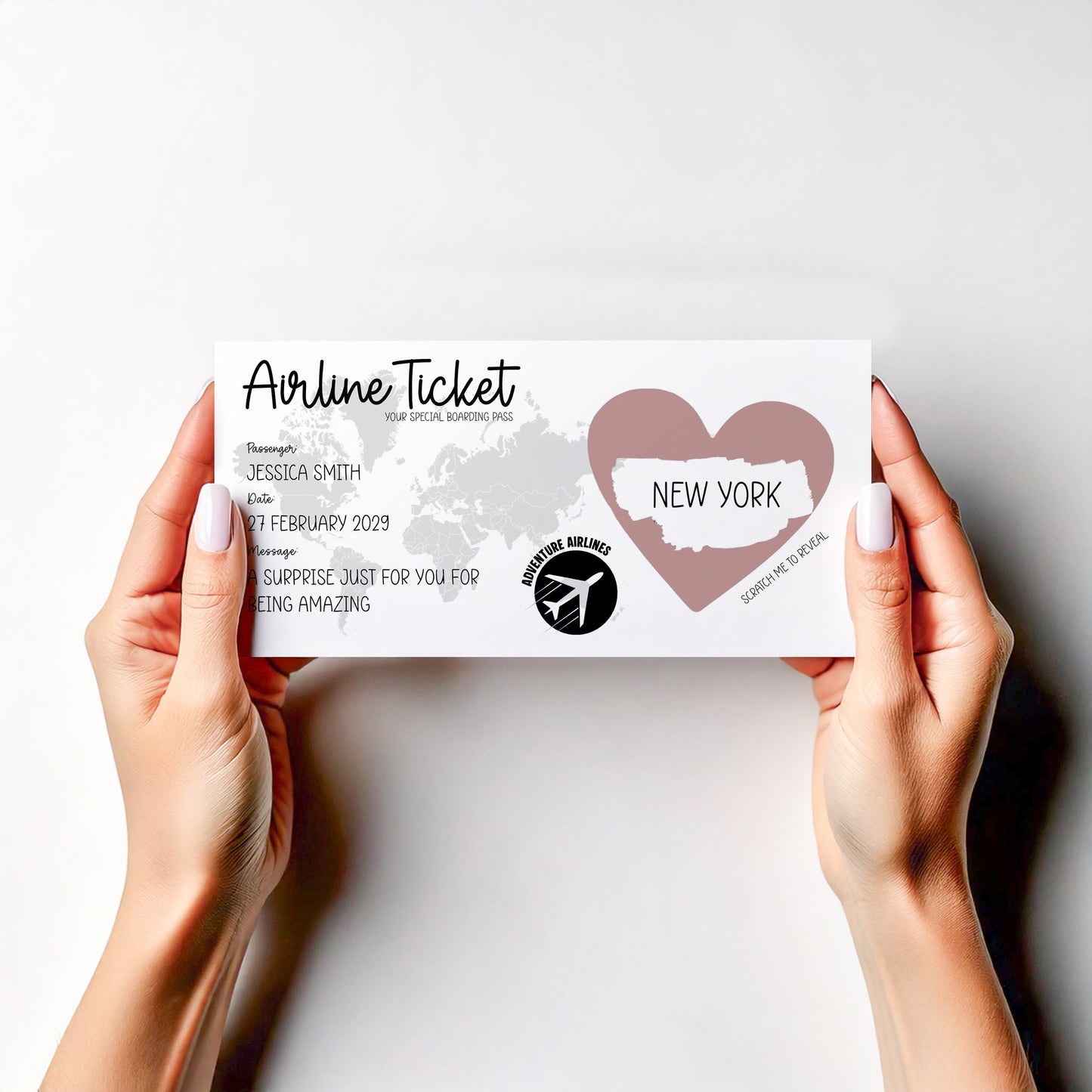Personalised Surprise Trip Reveal Card Scratch Off Boarding Pass | Travel Gift Reveal