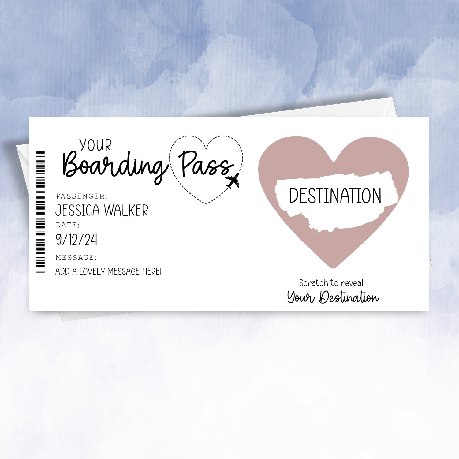 Personalised Boarding pass Scratch Off Gift Reveal Voucher - 2f75e5-2