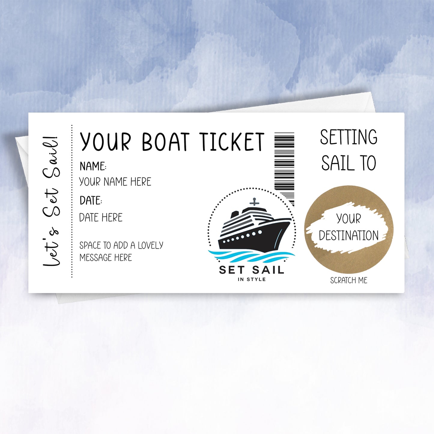Personalised Cruise or Boat Holiday Reveal Scratch Card - 2f75e5-2