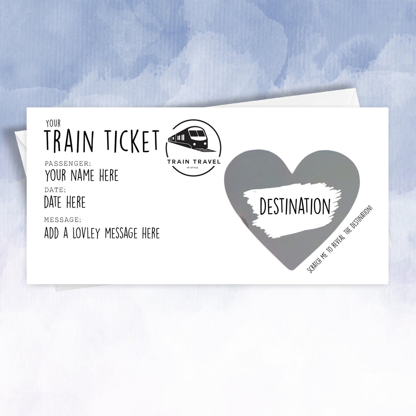 Personalised Faux Train Ticket Surprise Scratch Card - 2f75e5-2