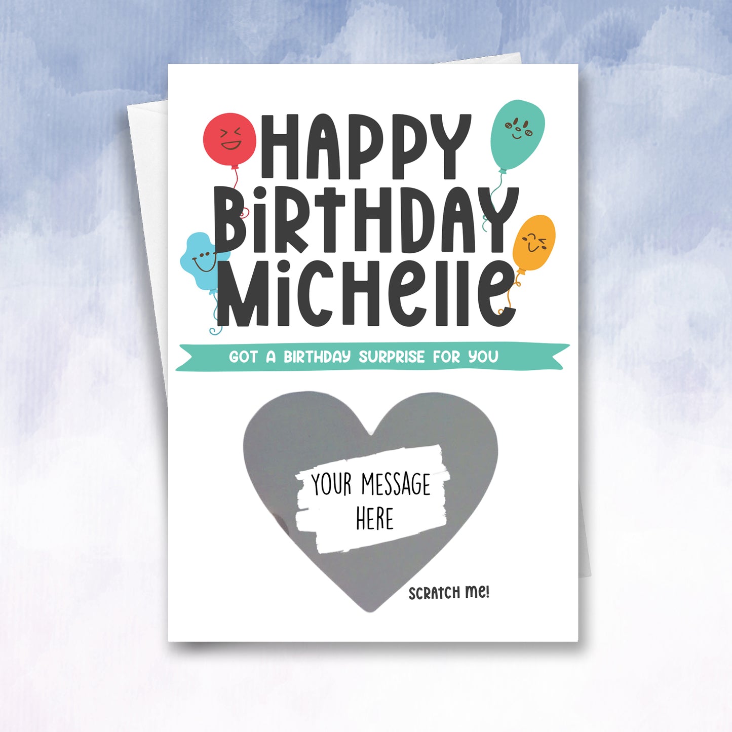 Personalised Scratch Off Balloon Birthday Card - 2f75e5-2