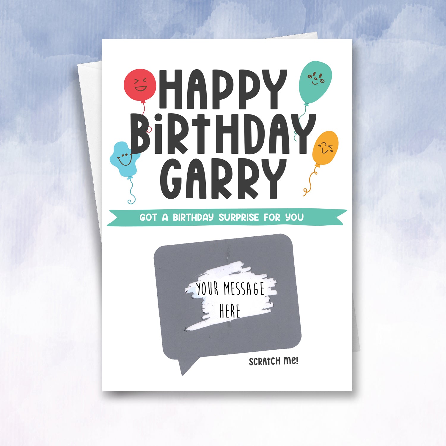 Personalised Scratch Off Balloon Birthday Card - 2f75e5-2