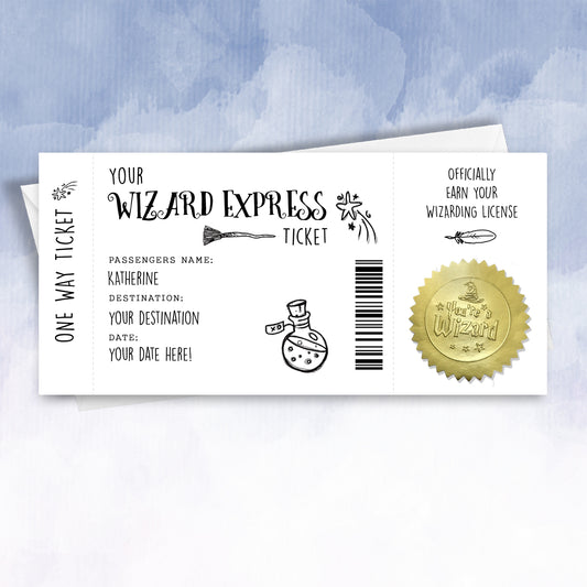 Personalised wizard train ticket we are going to magical tour wizard - 2f75e5-2