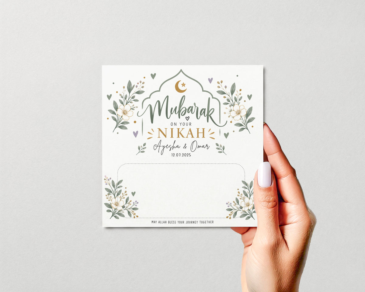 Personalised Nikah Money Holder Muslim Wedding Gift Islamic Cash Gift Couple Card