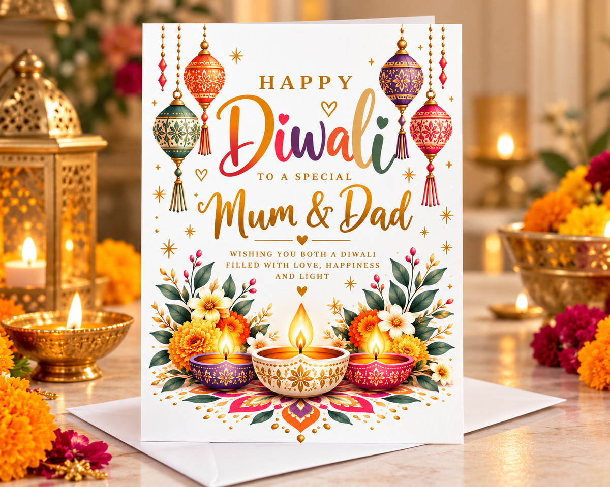 Personalised Diwali Card Happy Diwali Mum Dad Grandma Family Any Name Greeting