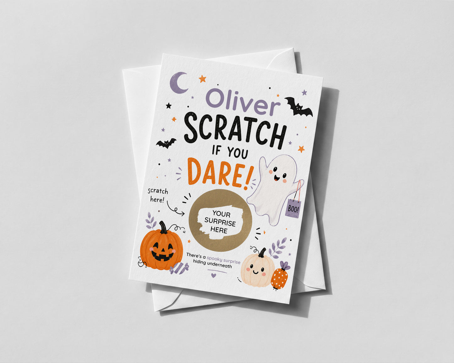 Personalised Halloween Scratch Off Card, Spooky Surprise Reveal, Kids Gift Experience Reveal