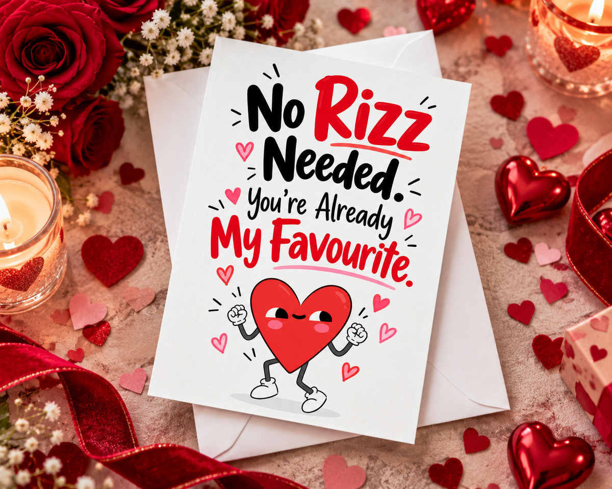 Funny Valentines Card No Rizz Needed You're My Favourite Gen Z Love Humour
